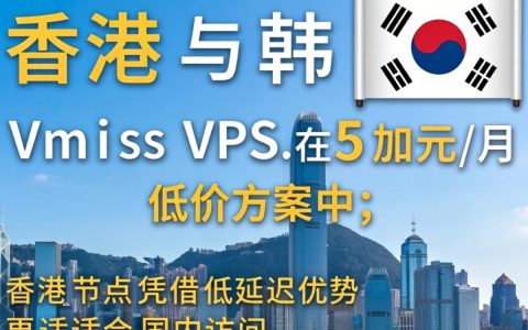 香港韩国vmissVPS测评，5加元/月方案实测对比，vmissVPS怎么样