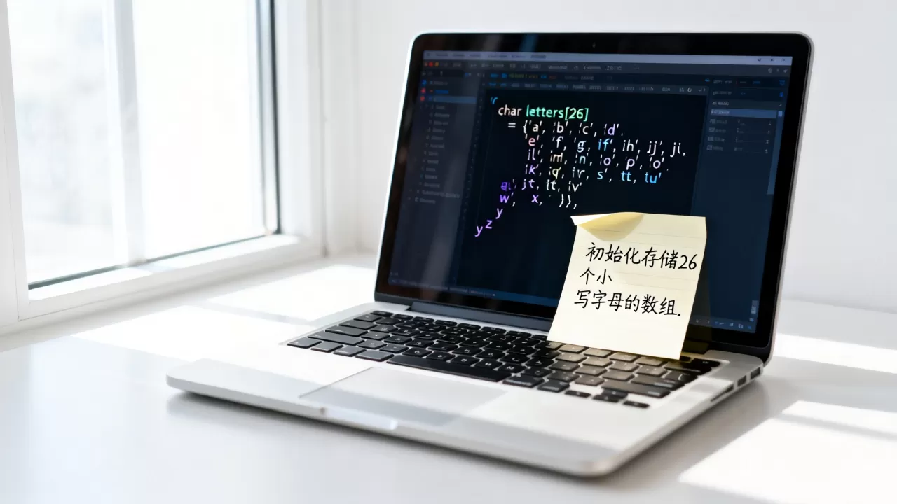 构造存储26个小写字母的数组，如何初始化数组并存储26个小写字母
