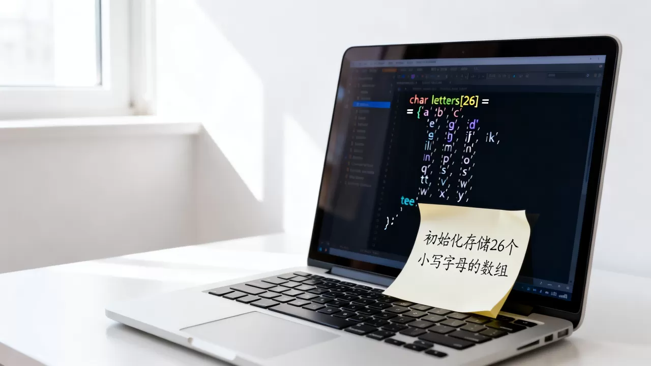 构造存储26个小写字母的数组，如何初始化数组并存储26个小写字母