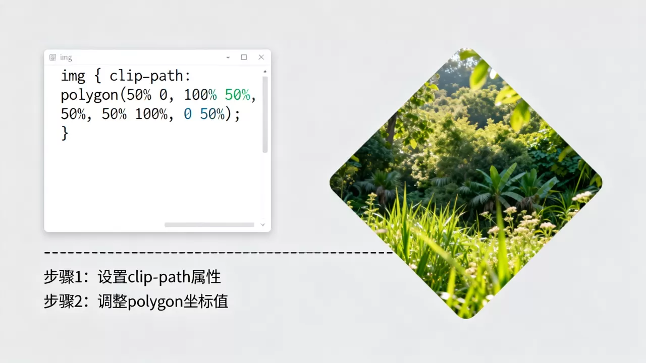 HTML菱形图片怎么做?html图片裁剪成菱形代码 HTML菱形图片怎么做?html图片裁剪成菱形代码