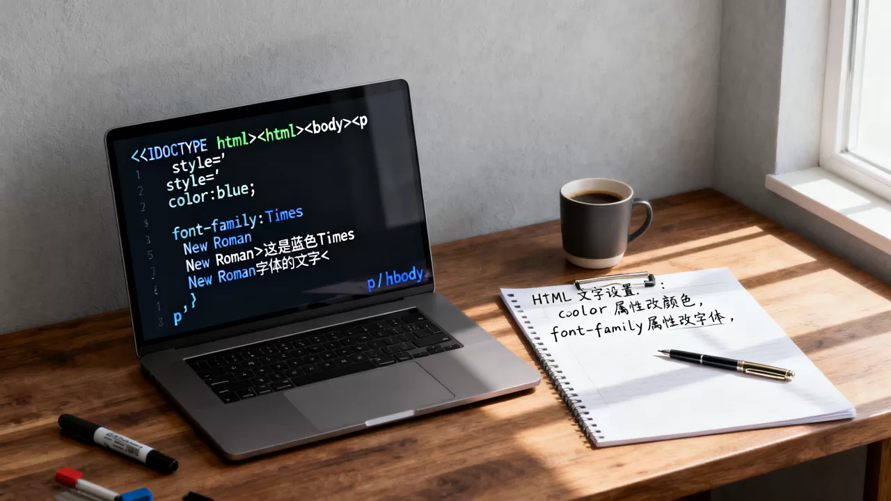 html文字是什么？html代码中如何设置文字颜色和字体