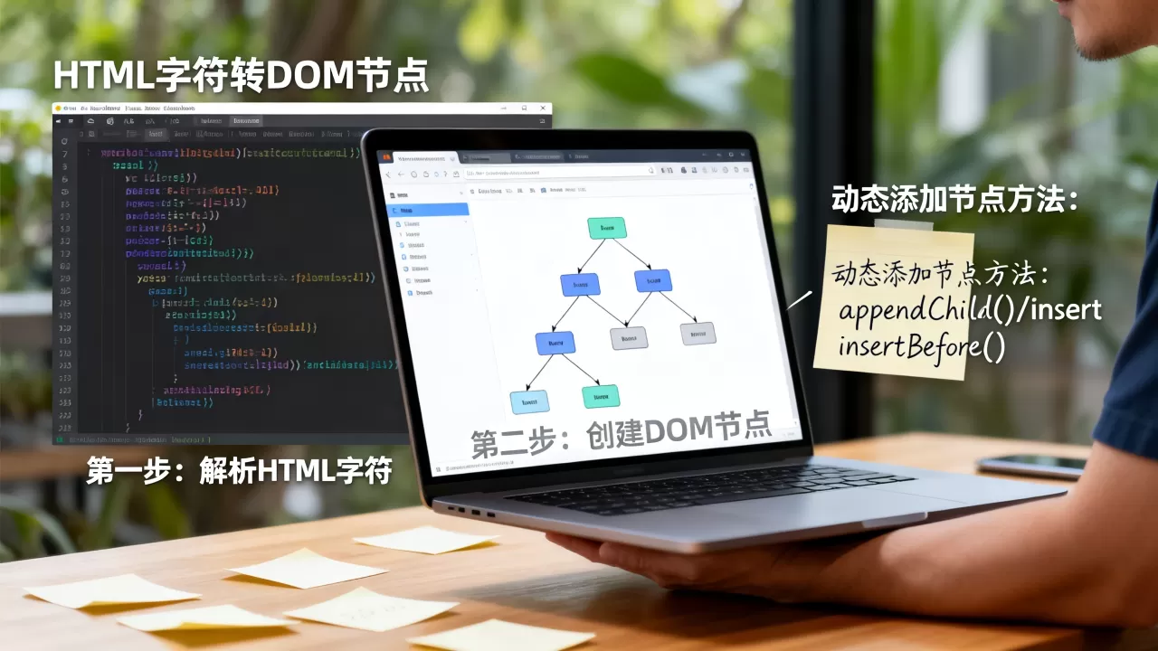 如何将HTML字符转为DOM节点?动态添加节点有哪些方法 如何将HTML字符转为DOM节点?动态添加节点有哪些方法