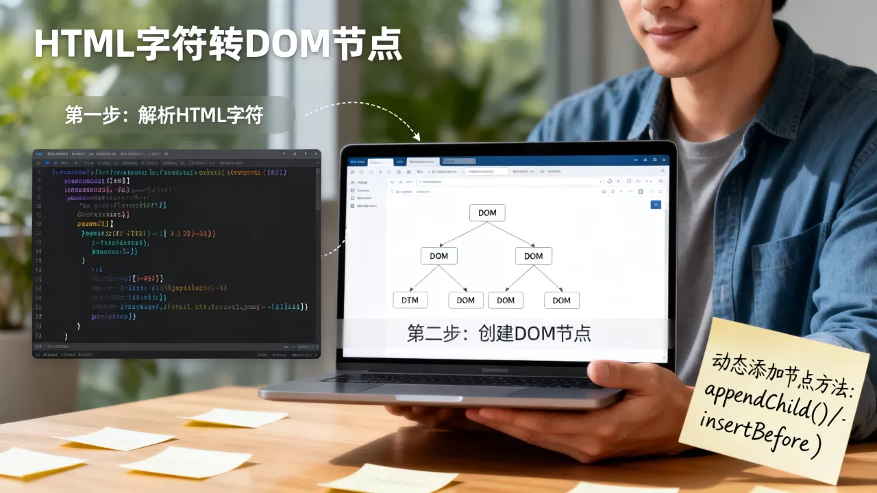 如何将HTML字符转为DOM节点?动态添加节点有哪些方法 如何将HTML字符转为DOM节点?动态添加节点有哪些方法