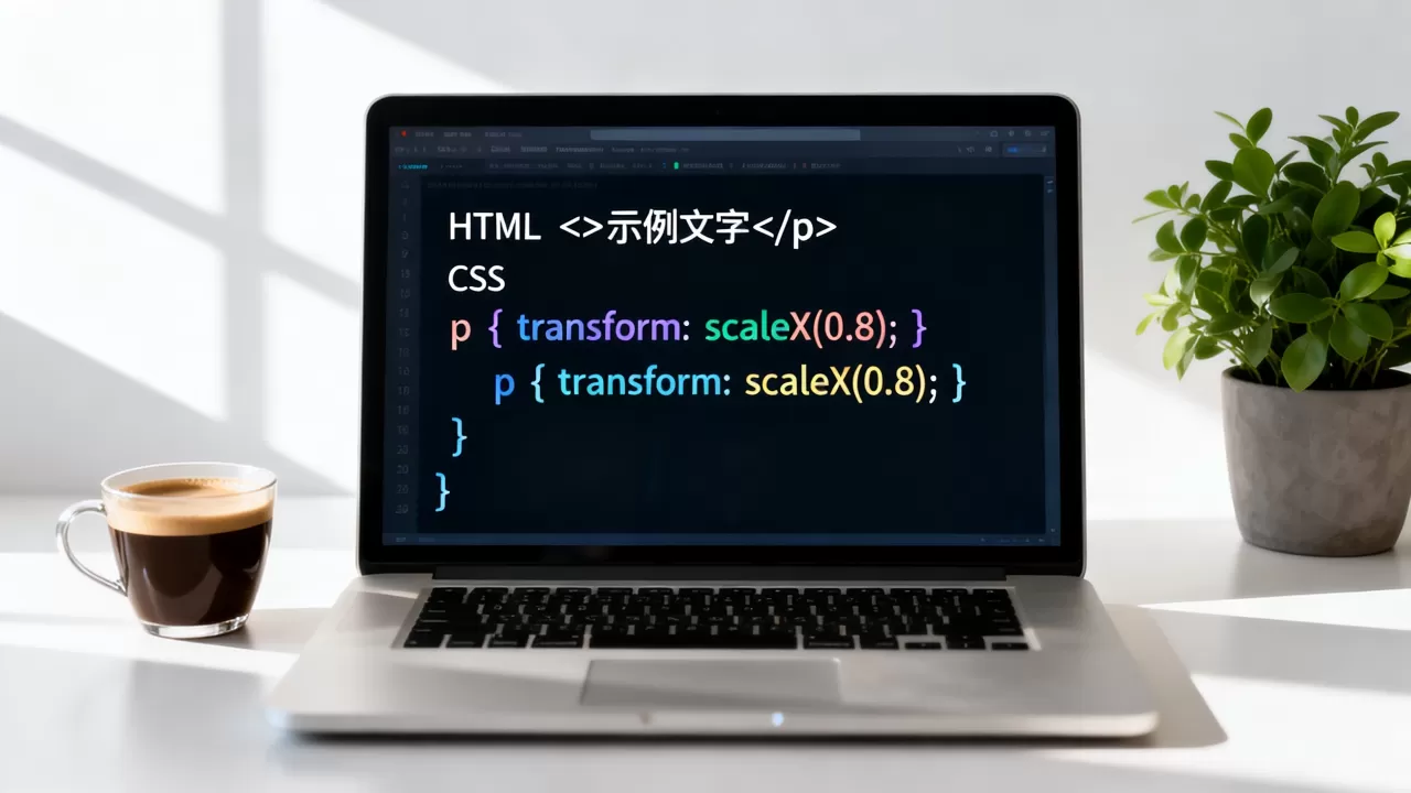 HTML怎么把文字压扁？CSS实现文字横向压缩效果