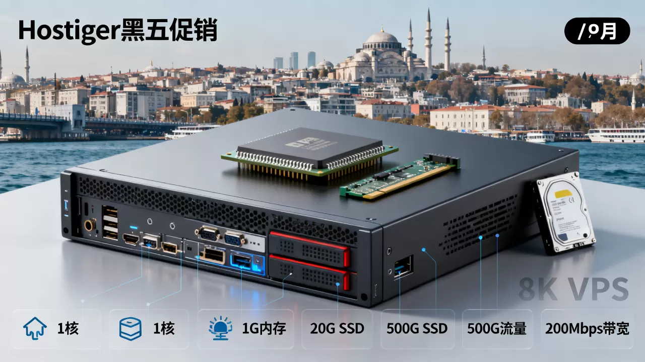 Hostiger黑五促销:土耳其伊斯坦布尔VPS,/月/1核/1G内存/20G SSD/500G流量@300Mbps带宽 Hostiger黑五促销:土耳其伊斯坦布尔VPS,/月/1核/1G内存/20G SSD/500G流量@300Mbps带宽