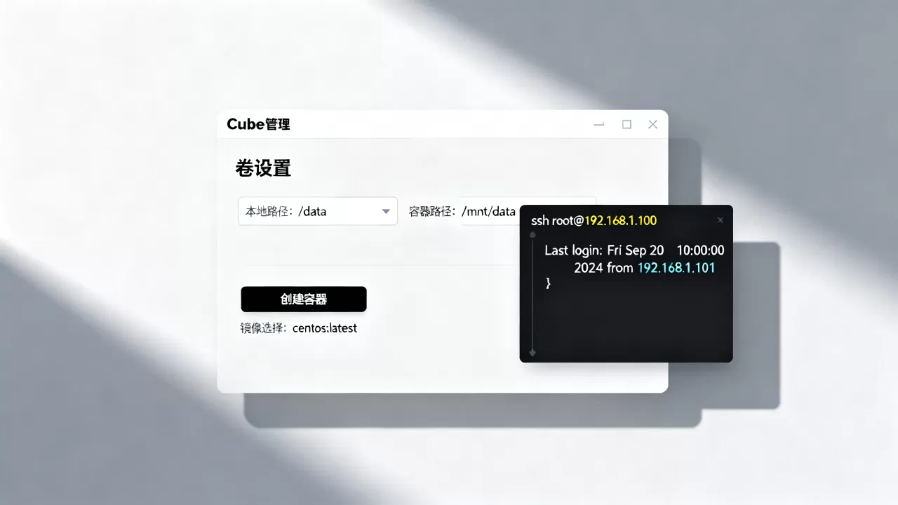 如何在Cube中设置卷并创建带SSh服务的CentOS容器? 如何在Cube中设置卷并创建带SSh服务的CentOS容器?