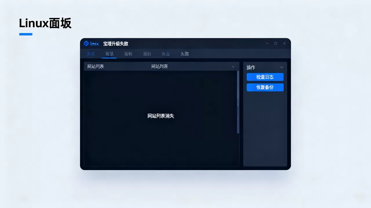 宝塔升级失败网站列表消失怎么办？linux面板升级后找不到网站