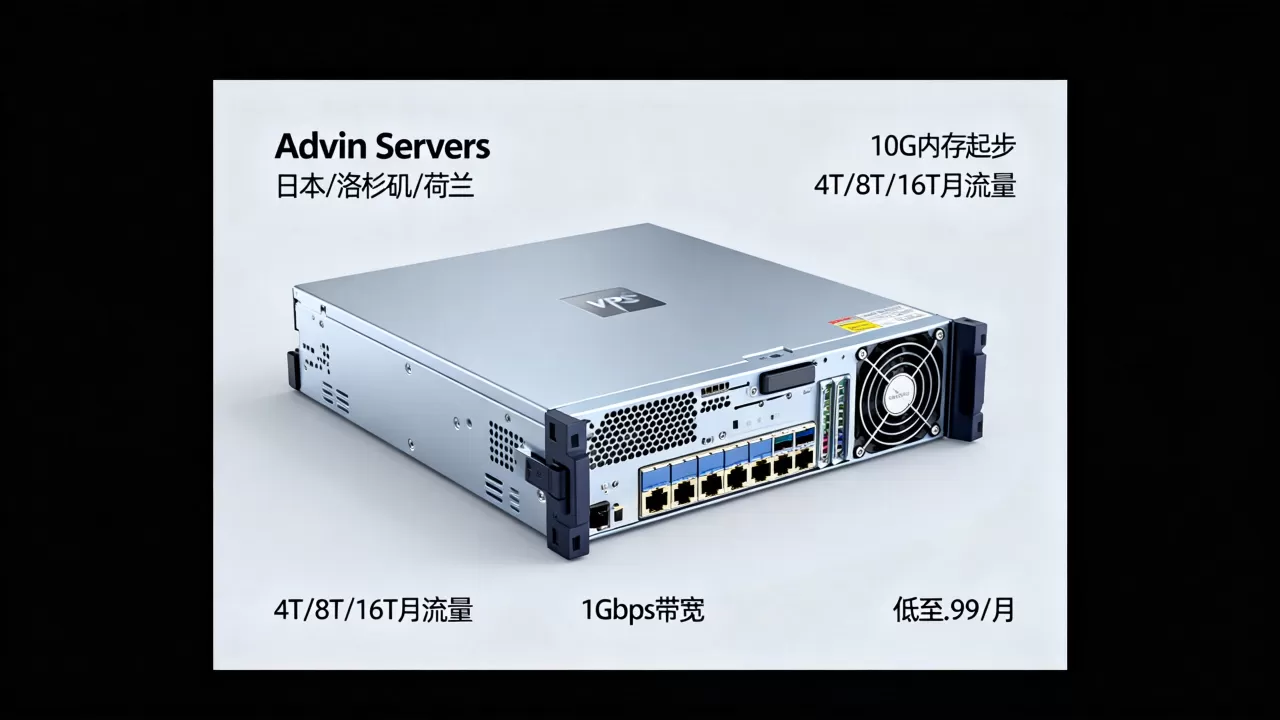 Advin Servers:日本/洛杉矶/荷兰大内存VPS@10G内存起步,4T/8T/16T月流量@1Gbps带宽,低至.99/月 Advin Servers:日本/洛杉矶/荷兰大内存VPS@10G内存起步,4T/8T/16T月流量@1Gbps带宽,低至.99/月