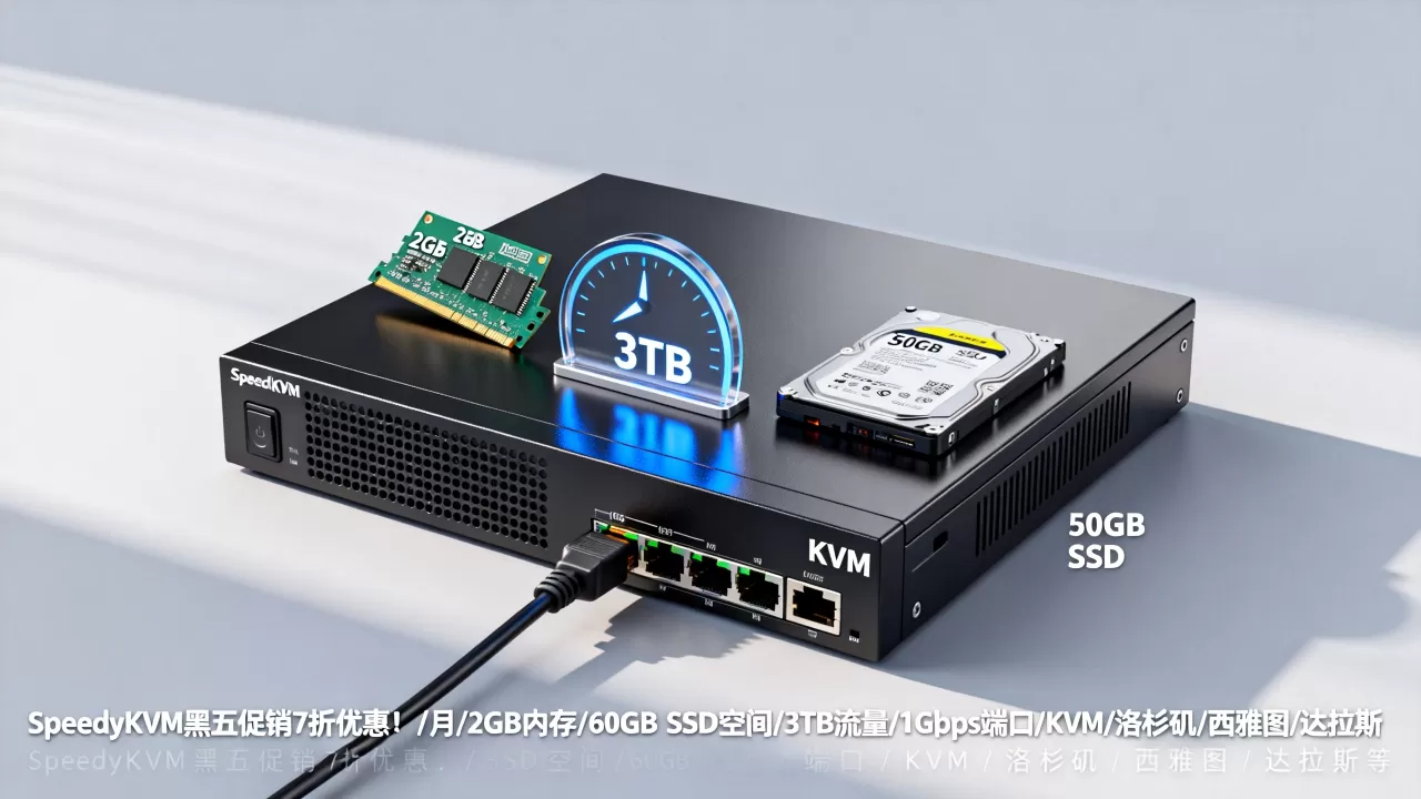 SpeedyKVM黑五促销7折优惠!/月/2GB内存/60GB SSD空间/3TB流量/1Gbps端口/KVM/洛杉矶/西雅图/达拉斯等 SpeedyKVM黑五促销7折优惠!/月/2GB内存/60GB SSD空间/3TB流量/1Gbps端口/KVM/洛杉矶/西雅图/达拉斯等
