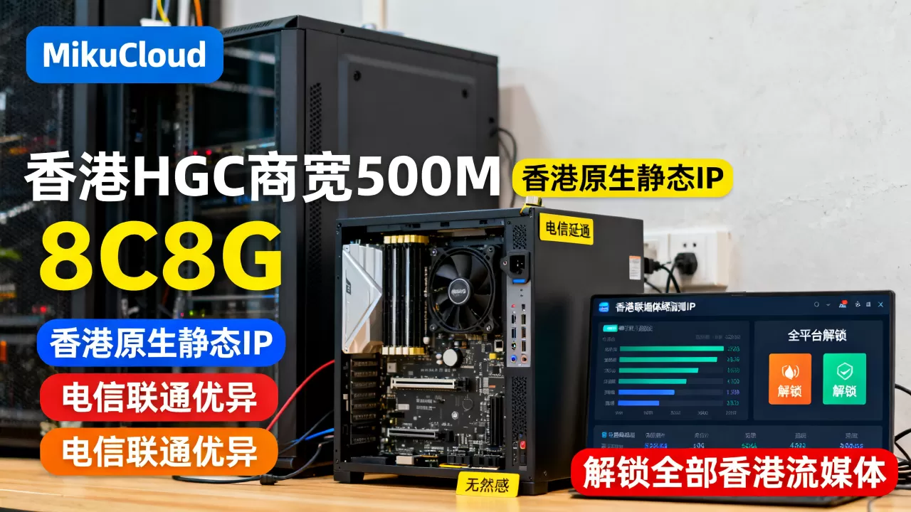 MikuCloud怎么样?MikuCloud香港HGC商宽 500M 8C8G 香港原生静态IP VPS测评:电信联通优异,解锁全部香港流媒体 MikuCloud怎么样?MikuCloud香港HGC商宽 500M 8C8G 香港原生静态IP VPS测评:电信联通优异,解锁全部香港流媒体