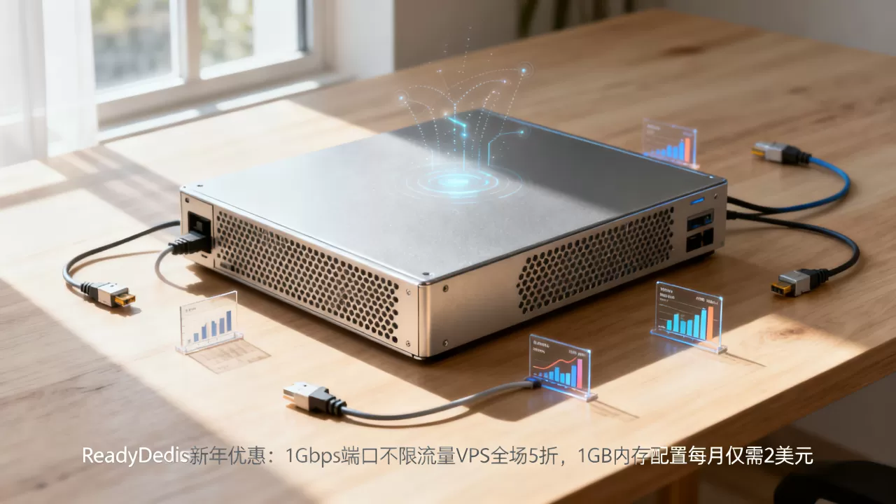 ReadyDedis新年优惠:1Gbps端口不限流量VPS全场5折,1GB内存配置每月仅需2美元 ReadyDedis新年优惠:1Gbps端口不限流量VPS全场5折,1GB内存配置每月仅需2美元