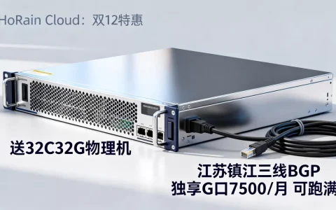 HoRain Cloud：双12特惠 江苏镇江三线BGP独享G口7500/月 可跑满 送32C32G物理机