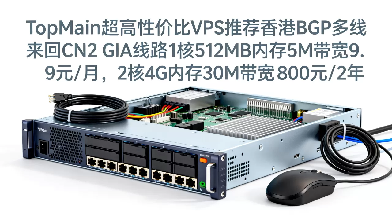 TopMain超高性价比VPS推荐香港BGP多线 来回CN2 GIA线路1核512MB内存5M带宽9.9元/月,2核4G内存30M带宽800元/2年 TopMain超高性价比VPS推荐香港BGP多线 来回CN2 GIA线路1核512MB内存5M带宽9.9元/月,2核4G内存30M带宽800元/2年