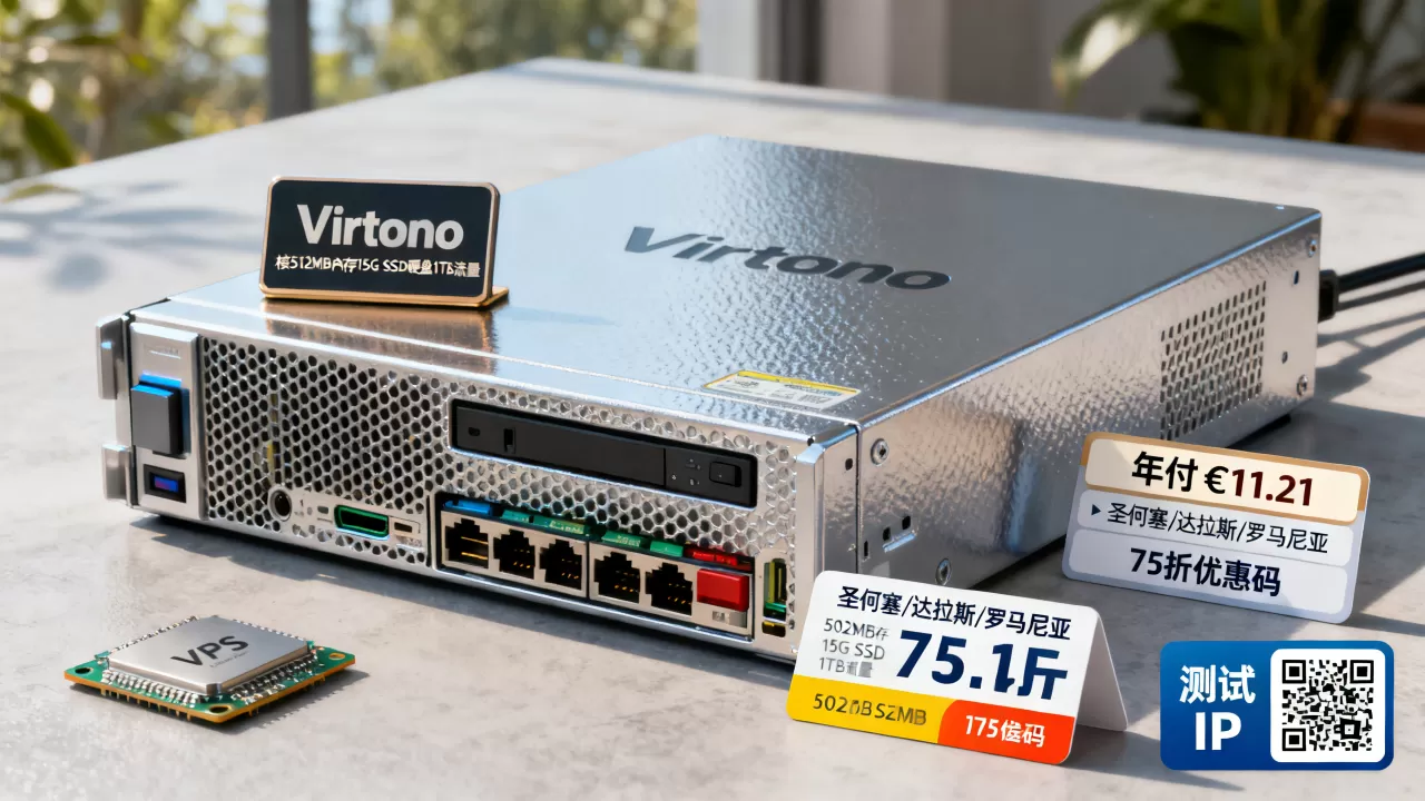 Virtono最新促销1核512MB内存15G SSD硬盘1TB流量VPS年付€11.21,机房可选圣何塞/达拉斯/罗马尼亚等附75折优惠码及测试IP Virtono最新促销1核512MB内存15G SSD硬盘1TB流量VPS年付€11.21,机房可选圣何塞/达拉斯/罗马尼亚等附75折优惠码及测试IP
