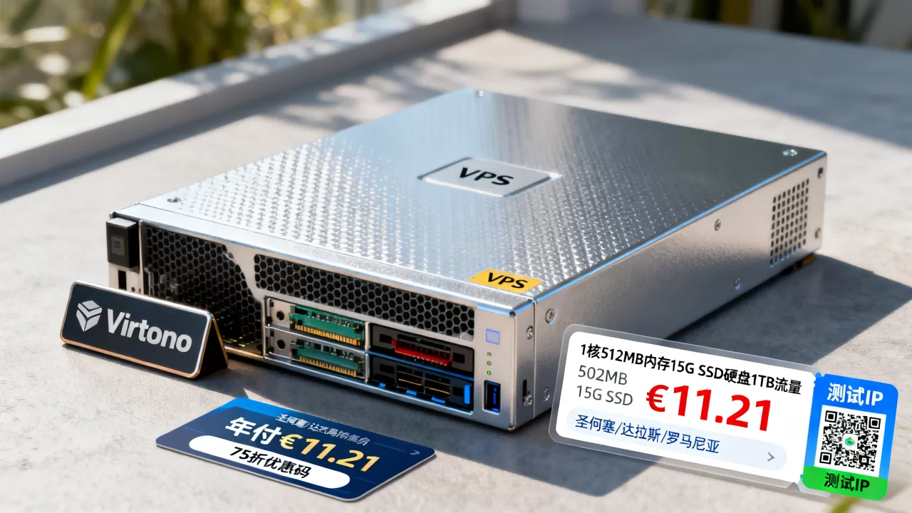Virtono最新促销1核512MB内存15G SSD硬盘1TB流量VPS年付€11.21,机房可选圣何塞/达拉斯/罗马尼亚等附75折优惠码及测试IP Virtono最新促销1核512MB内存15G SSD硬盘1TB流量VPS年付€11.21,机房可选圣何塞/达拉斯/罗马尼亚等附75折优惠码及测试IP