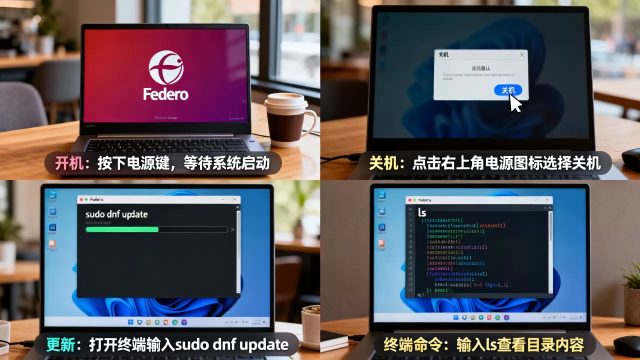Fedora怎么打开、关机、更新和使用终端命令?Fedora新手入门教程 Fedora怎么打开、关机、更新和使用终端命令?Fedora新手入门教程