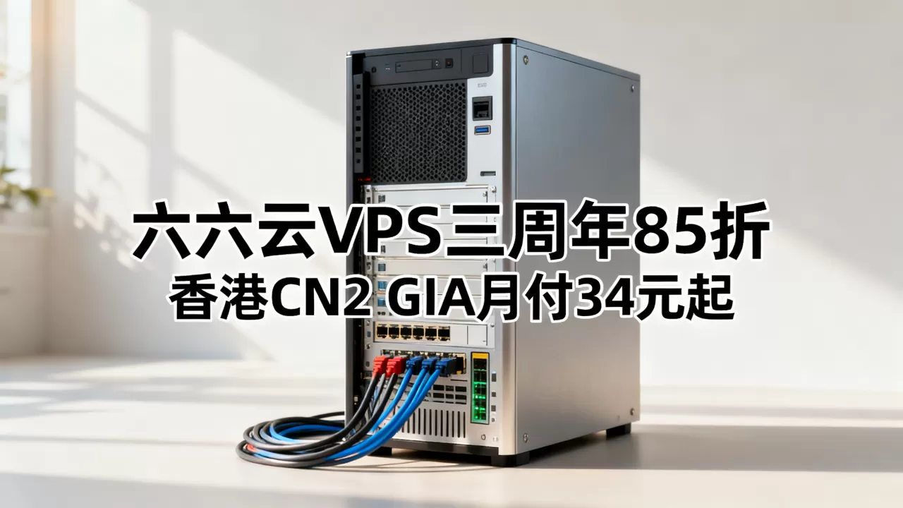 六六云VPS三周年85折值得买吗，香港CN2 GIA月付34元起