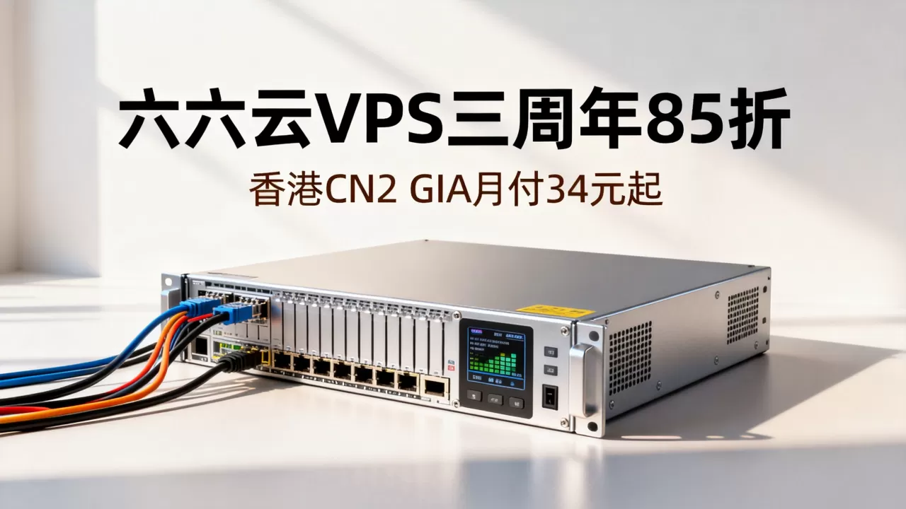 六六云VPS三周年85折值得买吗，香港CN2 GIA月付34元起
