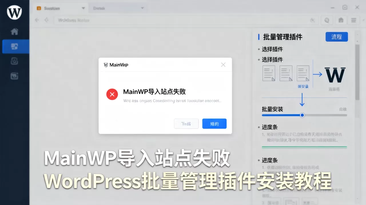 MainWP导入站点失败怎么办?WordPress批量管理插件安装教程 MainWP导入站点失败怎么办?WordPress批量管理插件安装教程