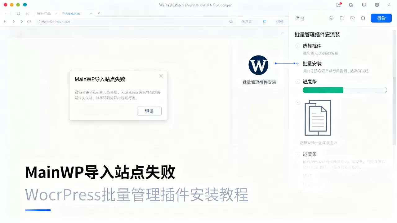 MainWP导入站点失败怎么办?WordPress批量管理插件安装教程 MainWP导入站点失败怎么办?WordPress批量管理插件安装教程