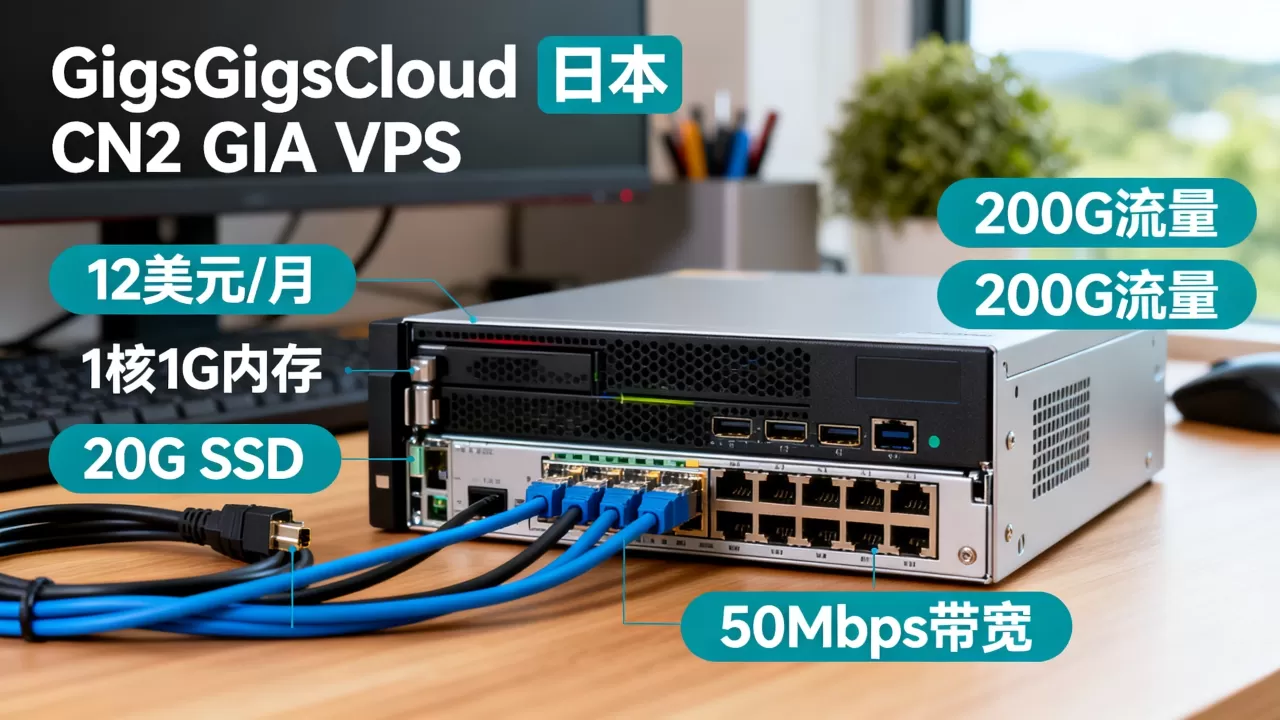 GigsGigsCloud日本CN2 GIA VPS:12美元/月/1核1G内存/20G SSD/200G流量@50Mbps带宽 GigsGigsCloud日本CN2 GIA VPS:12美元/月/1核1G内存/20G SSD/200G流量@50Mbps带宽
