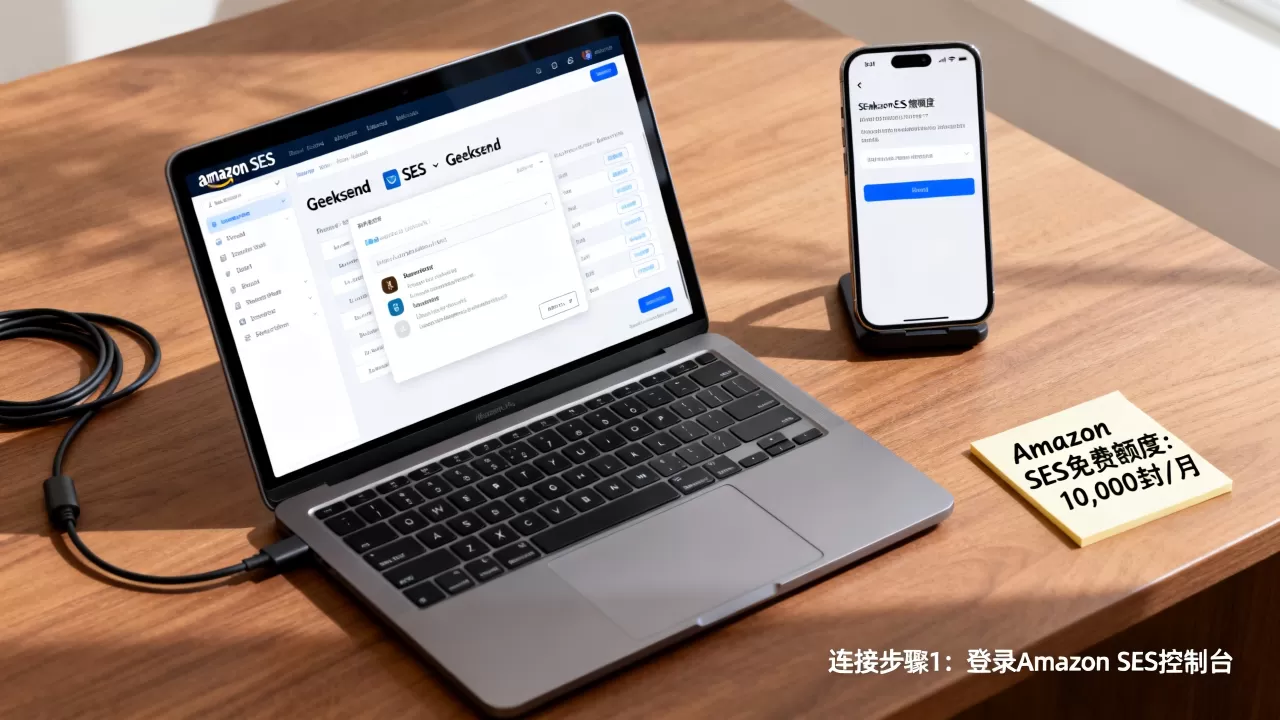 如何将Amazon SES连接到Geeksend？Amazon SES免费额度是多少