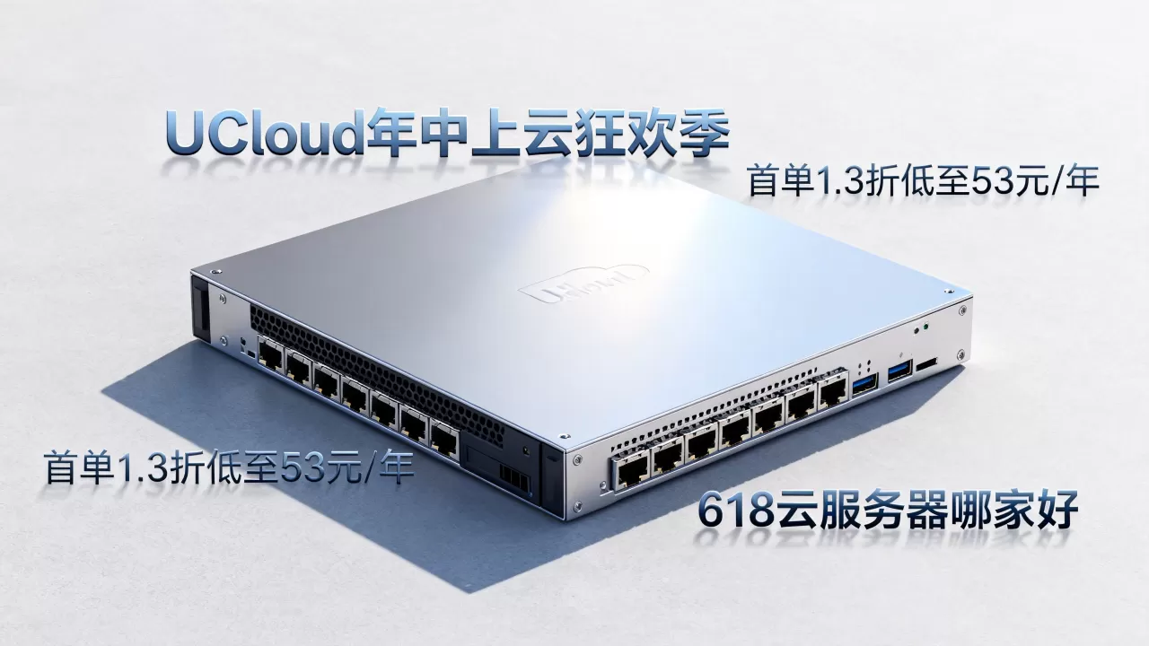 UCloud年中上云狂欢季首单1.3折低至53元/年，618云服务器哪家好
