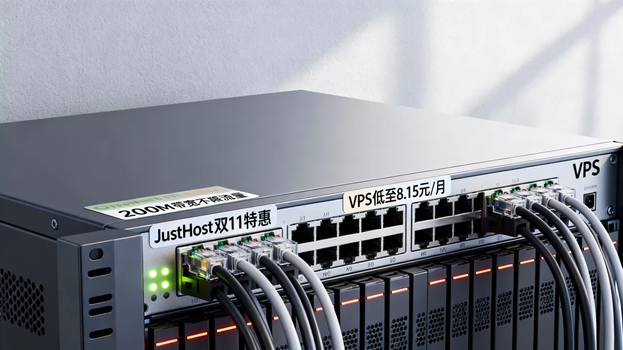 JustHost双11VPS低至8.15元/月,200M带宽不限流量稳定吗 JustHost双11VPS低至8.15元/月,200M带宽不限流量稳定吗