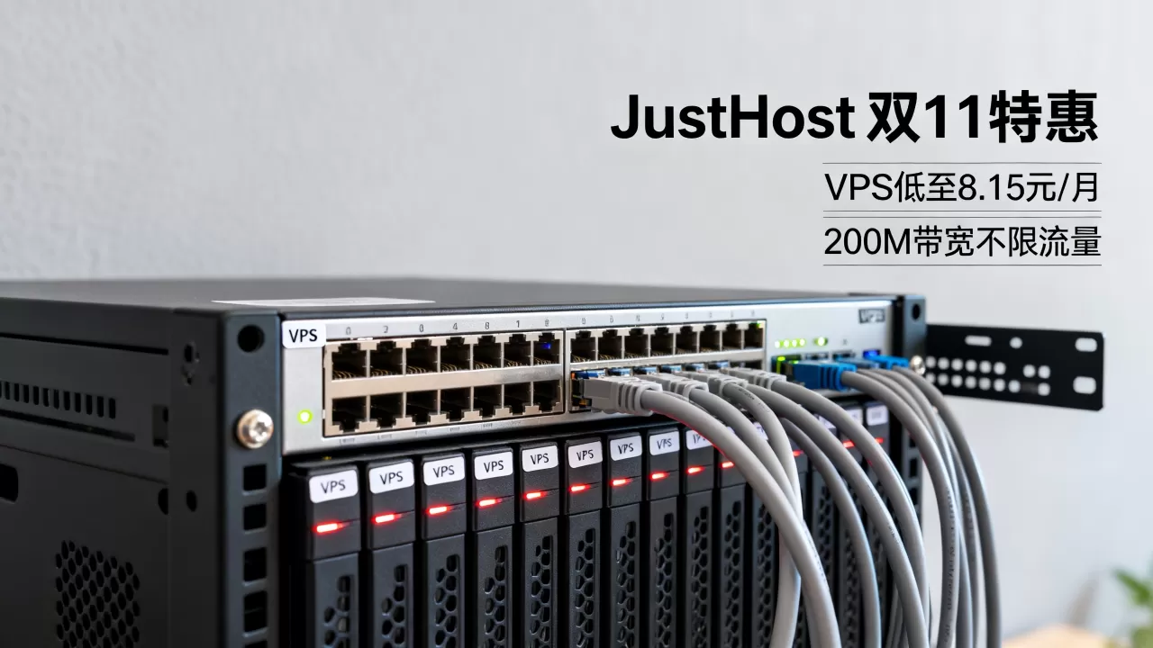 JustHost双11VPS低至8.15元/月,200M带宽不限流量稳定吗 JustHost双11VPS低至8.15元/月,200M带宽不限流量稳定吗