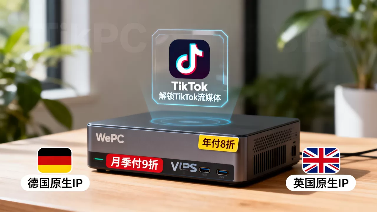 WePC月季付9折年付8折有英国原生IP吗？德国原生IP VPS解锁TikTok流媒体