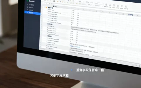 Access数据库重复字段保留唯一值别的字段怎么求和？