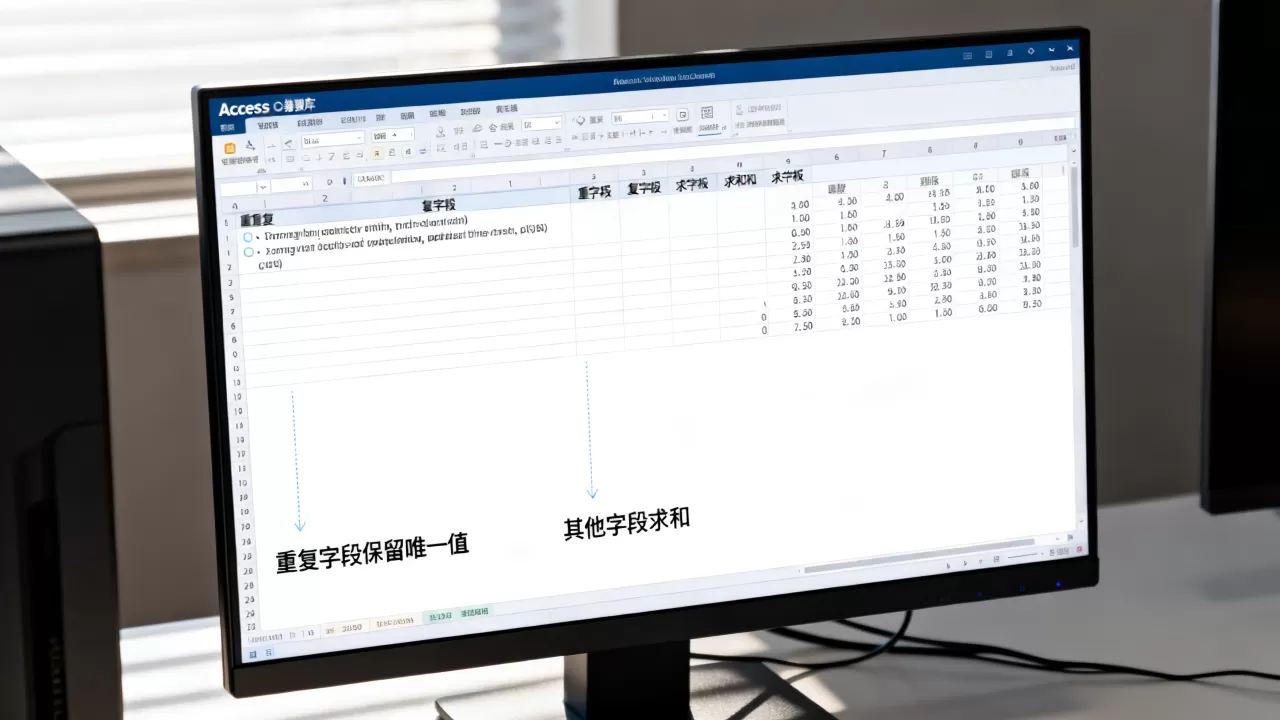 Access数据库重复字段保留唯一值别的字段怎么求和? Access数据库重复字段保留唯一值别的字段怎么求和?