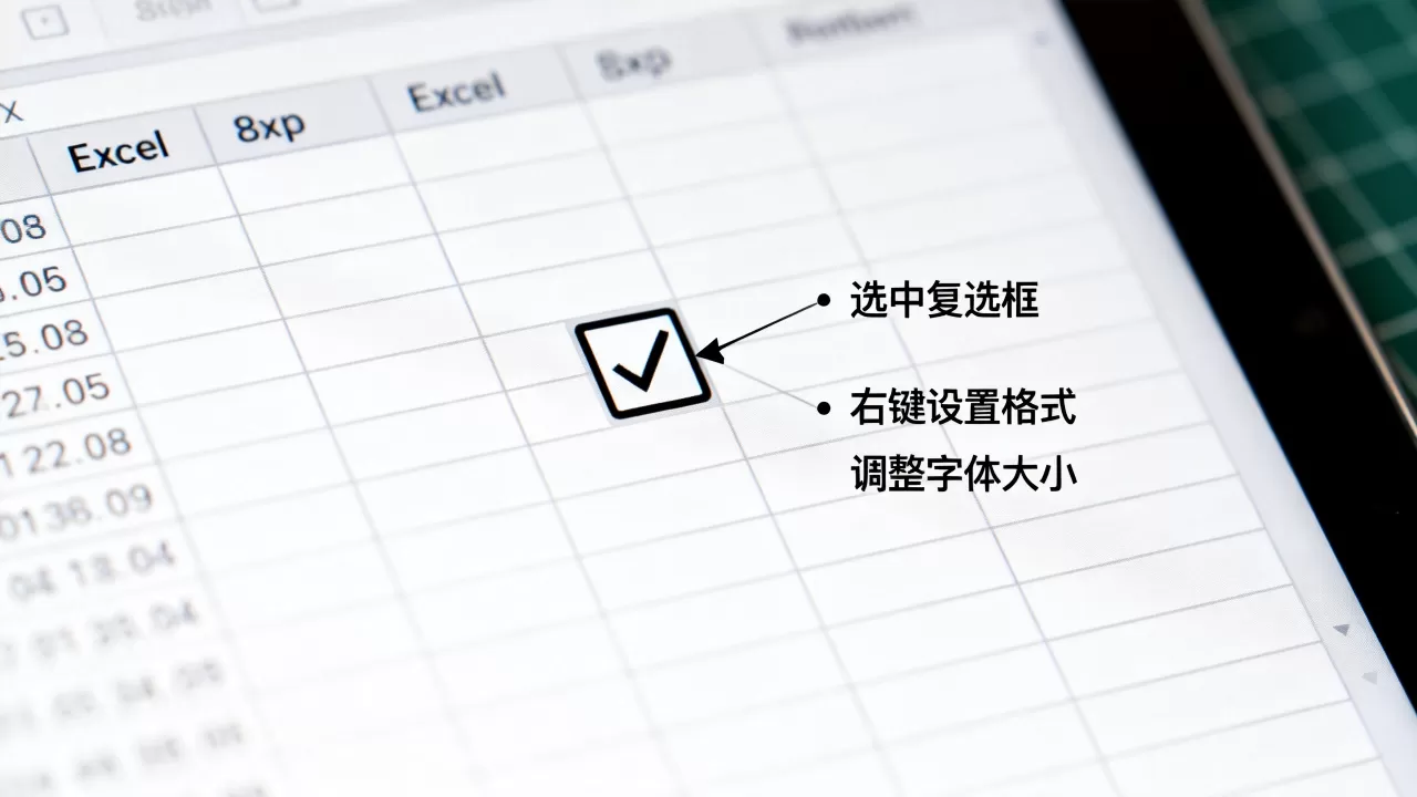 Excel复选框字体怎么改？excel复选框字体大小设置