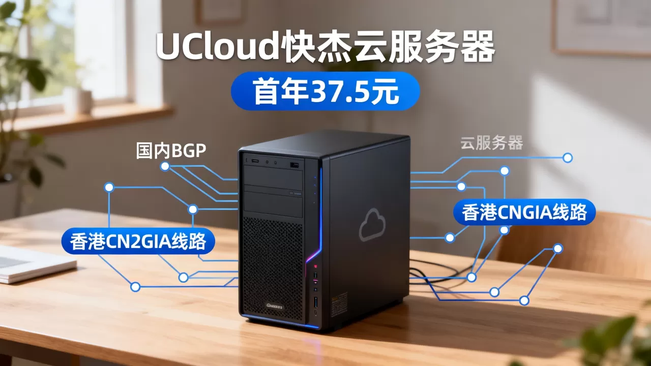 UCloud快杰云服务器首年37.5元是真的吗？国内BGP香港CN2GIA线路怎么选