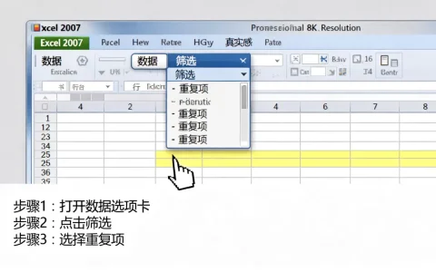 Excel2007如何筛选重复项？Excel2007筛选重复数据教程