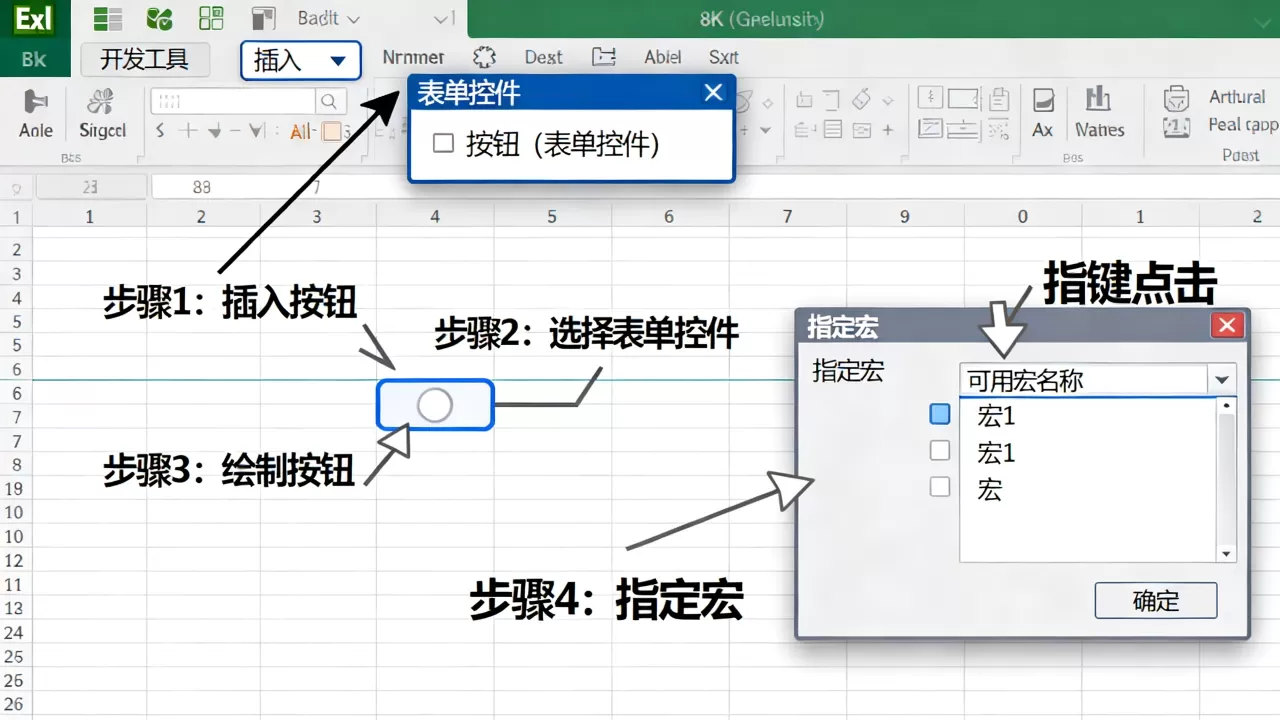 Excel按钮指定宏怎么设置?如何给按钮添加宏 Excel按钮指定宏怎么设置?如何给按钮添加宏