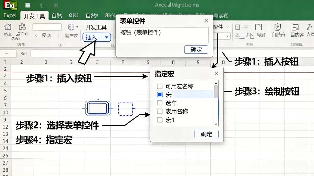 Excel按钮指定宏怎么设置?如何给按钮添加宏 Excel按钮指定宏怎么设置?如何给按钮添加宏