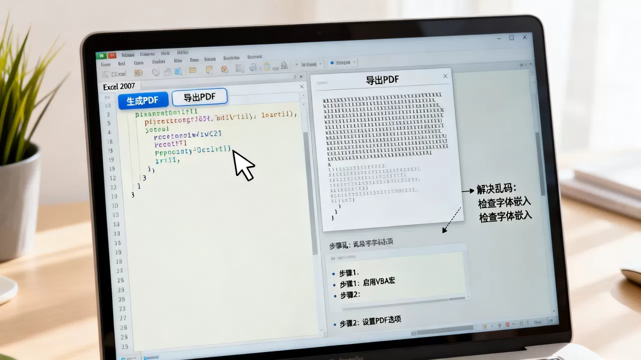 Excel 2007 VBA如何生成PDF？VBA导出PDF乱码怎么办