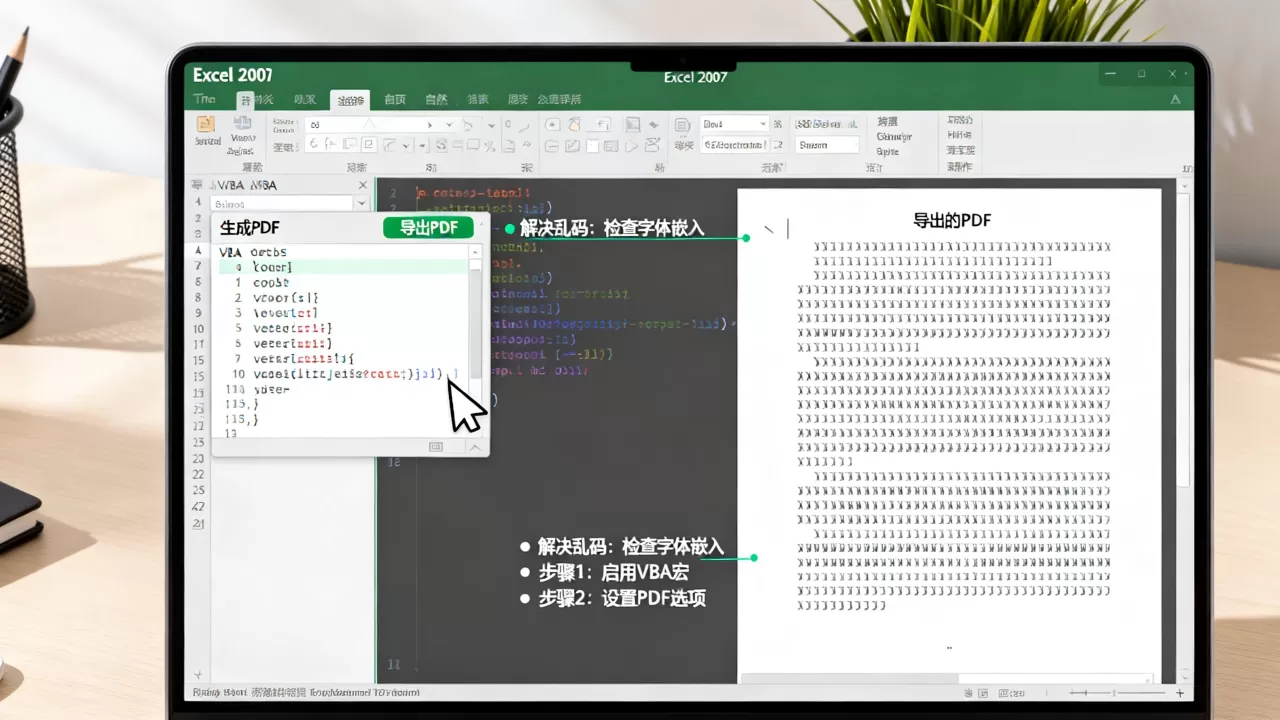 Excel 2007 VBA如何生成PDF？VBA导出PDF乱码怎么办