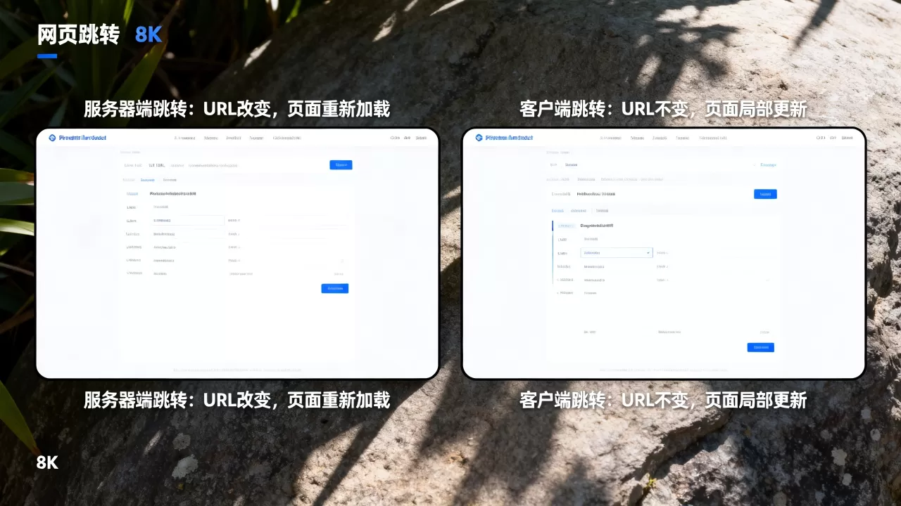 服务器端跳转和客户端跳转的例子是什么？不同跳转方式的区别