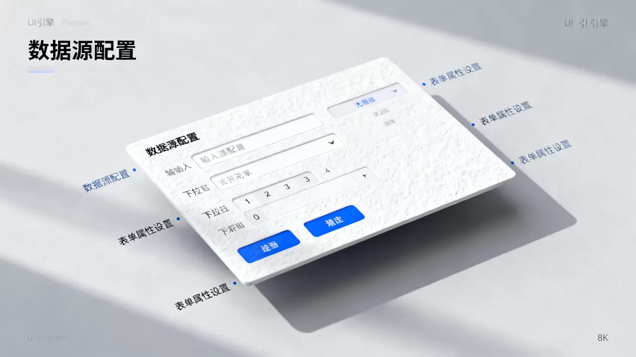 如何设置UI引擎前端页面数据源表单组件属性？