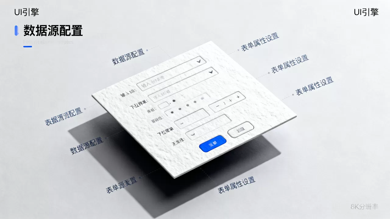 如何设置UI引擎前端页面数据源表单组件属性？