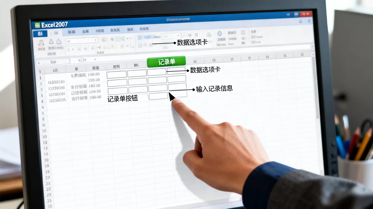 Excel2007记录单怎么用？excel2007记录单怎么添加
