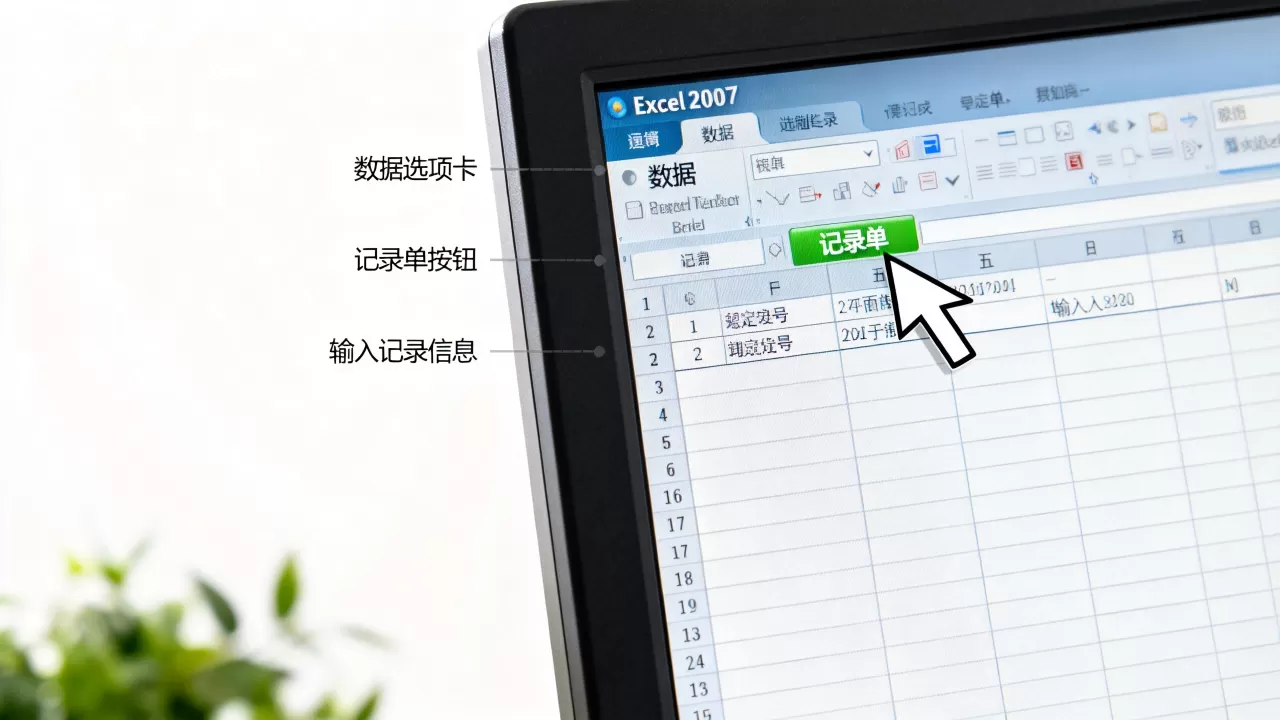 Excel2007记录单怎么用？excel2007记录单怎么添加