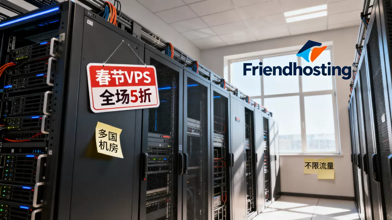 春节VPS全场5折哪里买？Friendhosting多国机房不限流量