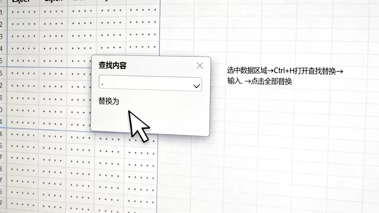 Excel表格里的点怎么去掉？如何批量删除Excel中的点