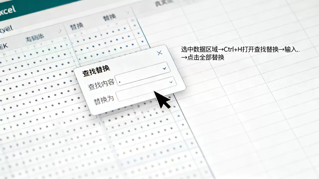 Excel表格里的点怎么去掉？如何批量删除Excel中的点