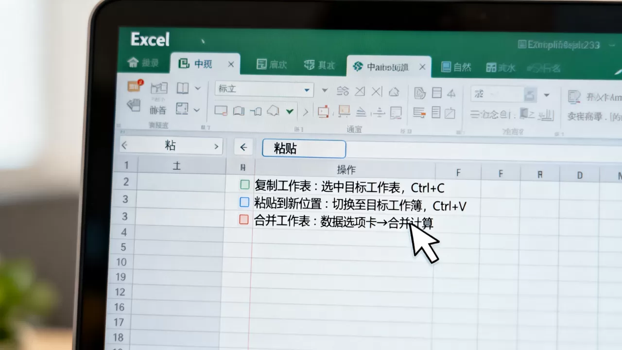 Excel粘贴工作表怎么操作？Excel中如何合并多个工作表