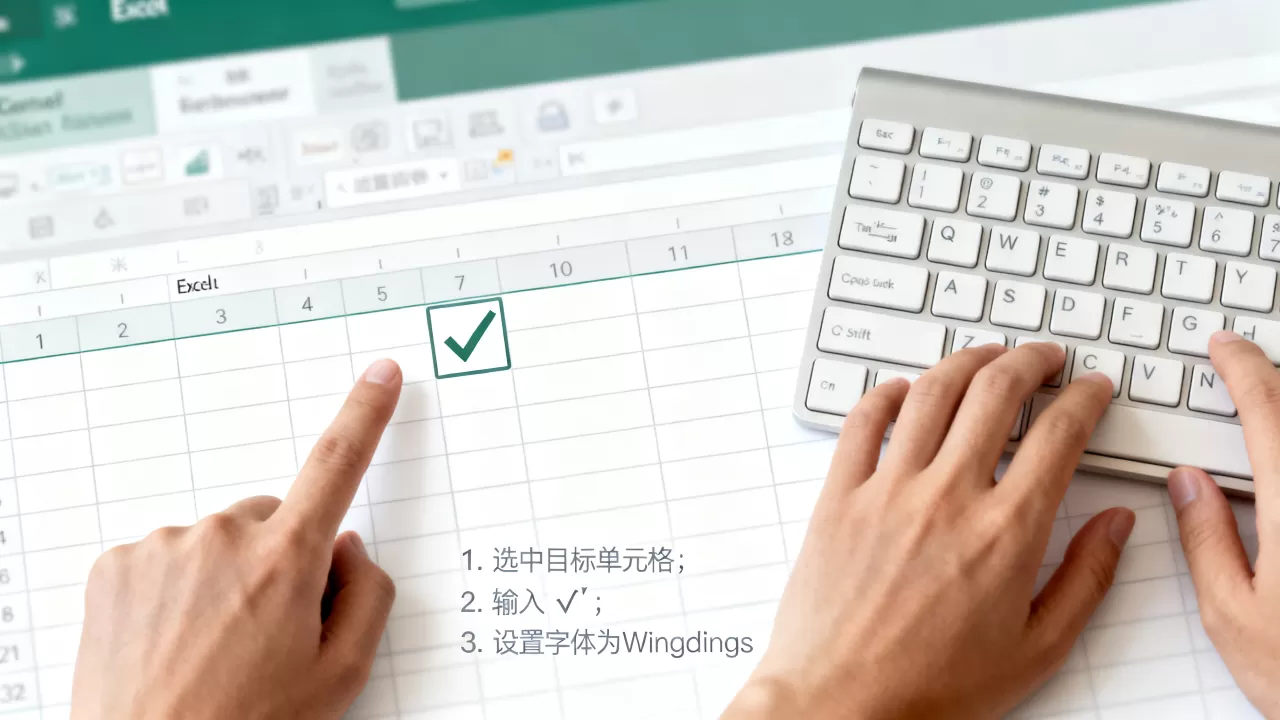 如何在Excel方框里打勾？excel单元格打勾符号