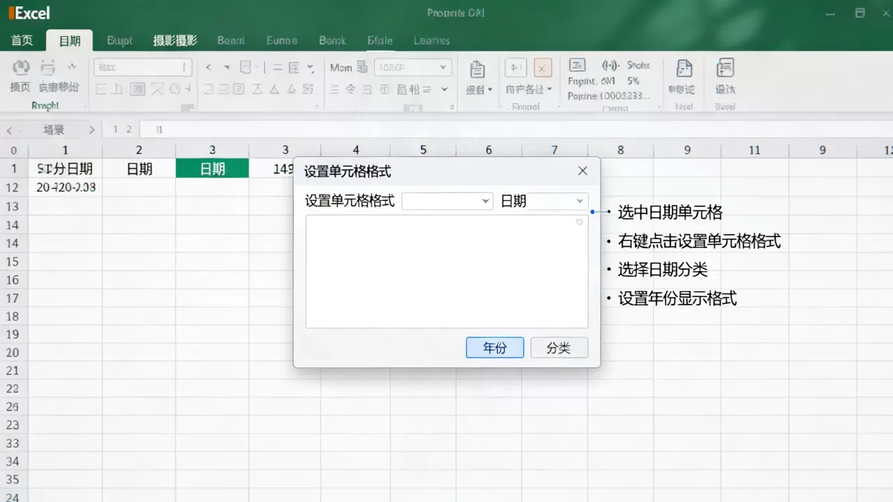 Excel显示年份怎么设置？excel日期格式如何修改